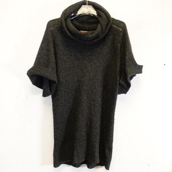 Velvet Sweater‎ Small Black Cashmere Tunic Knit Cowl Neck Short Sleeve Cozy - Picture 1 of 9